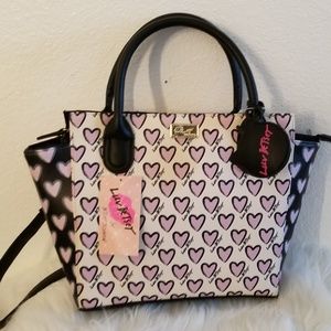 Betsy Johnson Black & Heart Pink shoulder bag